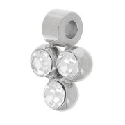 Mini breloque 8x6 mm avec 3 oxydes de zirconium - Acier inoxydable 304L x1