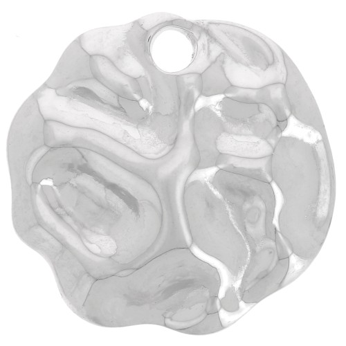 Pendentif rond irregulier martelé 19 mm - Acier inoxydable 304L x1