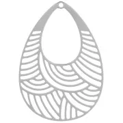 Pendentif goutte ajouré 30x21 mm - Acier inoxydable 316L x1