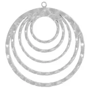 Pendentifs cercles ajourés texturés 33 mm - Acier inoxydable 304L x2