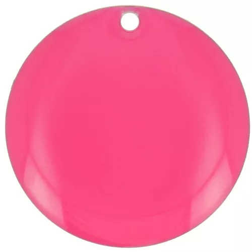 Sequins ronds en métal et résine époxy 20 mm - Rose fluo x5