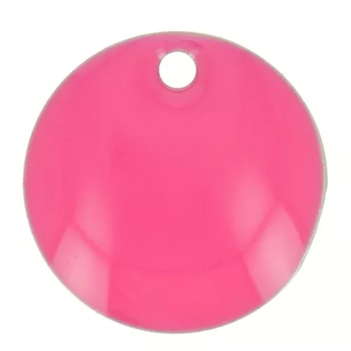 Sequins ronds en métal et résine époxy 10 mm - Rose fluo x10