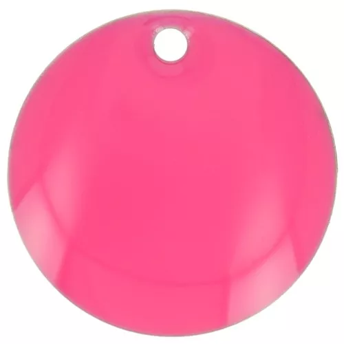 Sequins ronds en métal et résine époxy 12 mm - Rose fluo x8