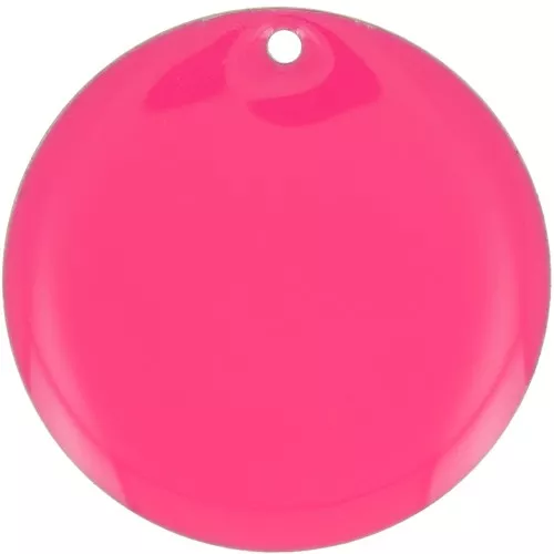 Sequin rond en métal et résine époxy 25 mm - Rose fluo x1