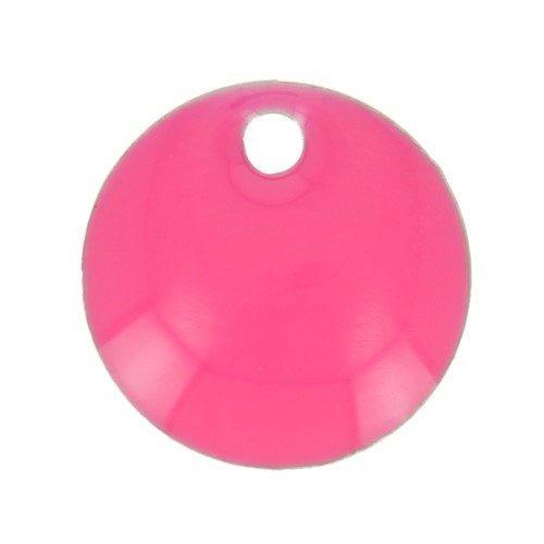 Sequins ronds en métal et résine époxy 8 mm - Rose fluo x10