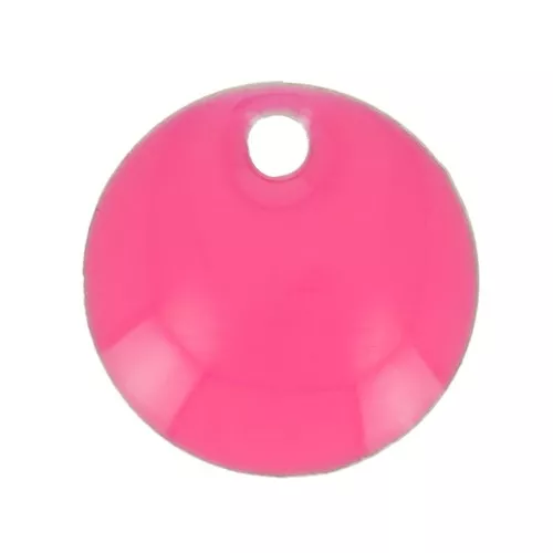 Sequins ronds en métal et résine époxy 8 mm - Rose fluo x10