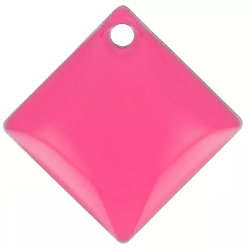 Sequins carrés en métal et résine époxy 16x16 mm - Rose fluo x8