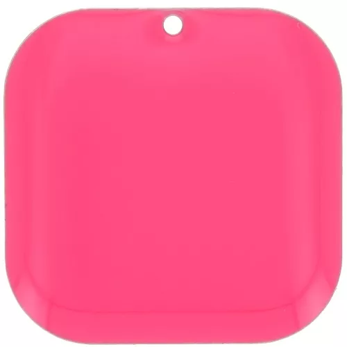 Sequin carré arrondi en métal et résine époxy 22 mm - Rose fluo x1