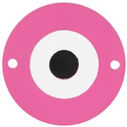 Intercalaire rond 25 mm en plexiglas - motif oeil - Fuchsia - Argenté x1