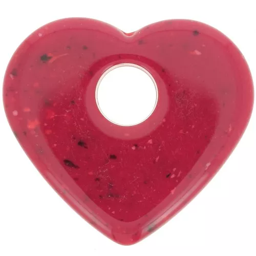 Pendentif coeur en acrylique opaque 27x30 mm - Rouge granit x1