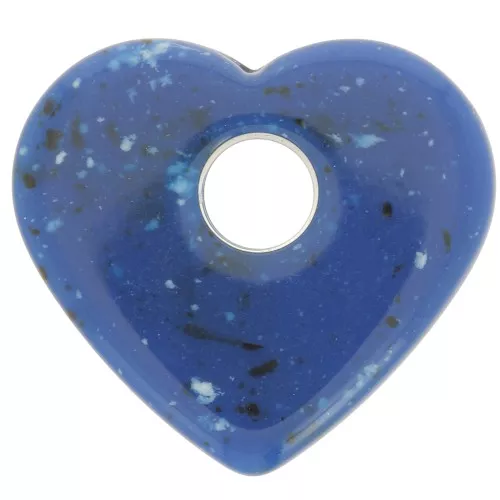 Pendentif coeur en acrylique opaque 27x30 mm - Bleu foncé granit x1