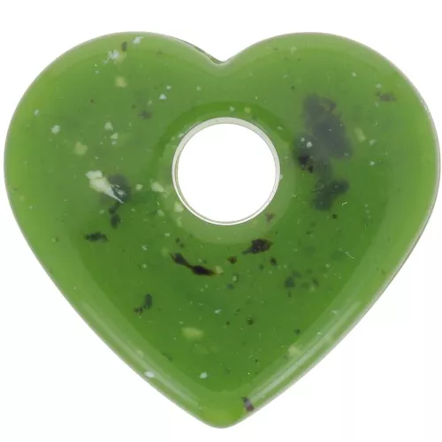 Pendentif coeur en acrylique translucide 27x30 mm - Olive granit x1