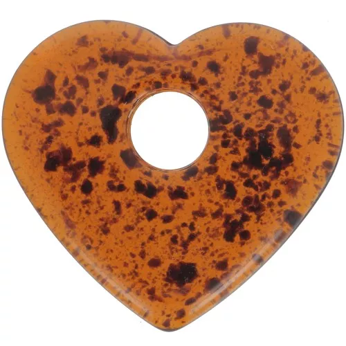 Pendentif coeur en acrylique transparent 27x30 mm - Ambre tacheté x1