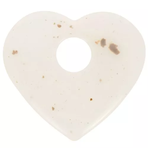 Pendentif coeur en acrylique transparent 27x30 mm - Blanc cassé tacheté x1