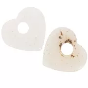 Pendentif coeur en acrylique transparent 27x30 mm - Blanc cassé tacheté x1