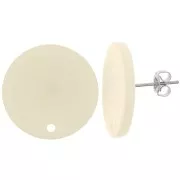 Blanc - Clous d'oreilles ronds 20 mm en acrylique opaque - Ecru x2 Clous d'oreilles ronds 20 mm en acrylique opaque - Ecru x2