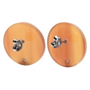 Clous d'oreilles ronds 20 mm en acrylique transparent - Marbré Fauve x2