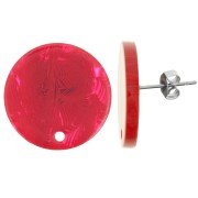 Clous d'oreilles ronds 20 mm en acrylique transparent - Rouge x2|raw }}