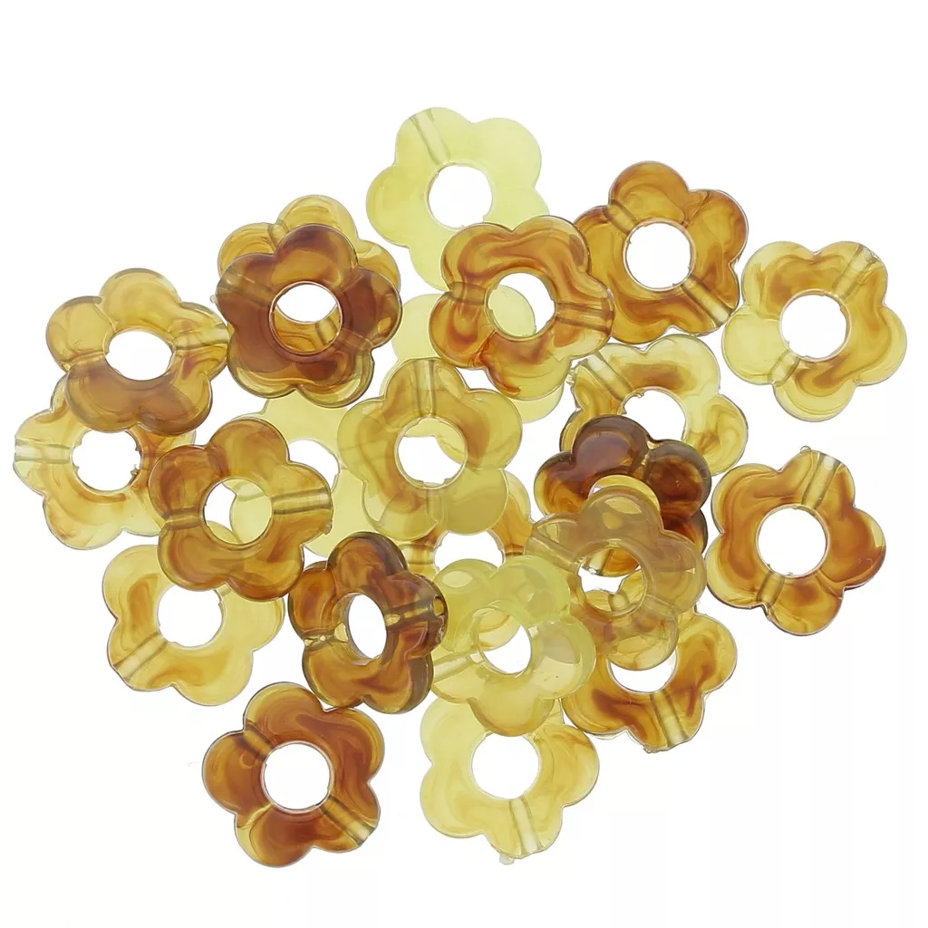 Perles Graines Ampion Bombées Marron - Lot De 5 Pièces, Forme Palet, Pour Création De Bijoux