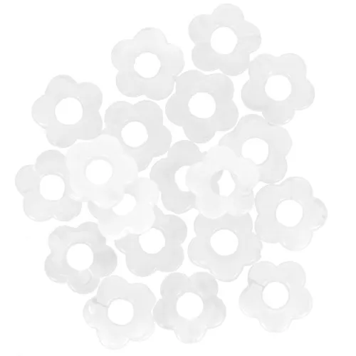 Perles fleur en résine transparente 14 mm - Marbré Blanc x4