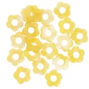 Blanc - Perles fleur en résine transparente 14 mm - Marbré Ocre x4 Perles fleur en résine transparente 14 mm - Marbré Ocre x4