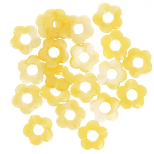 Perles fleur en résine transparente 14 mm - Marbré Ocre x4