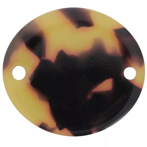 Intercalaire ovale en acétate 22x20 mm - Ecaille de tortue - Marron - Noir x1