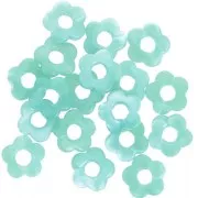 Perles fleur en acrylique translucide 14 mm - Marbré Vert de gris x4