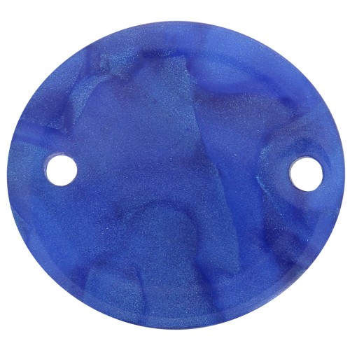 Intercalaire ovale en acétate transparent 22x20 mm - Bleu roi nacré x1