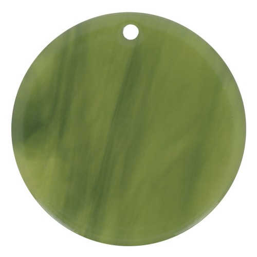 Pendentif rond 30 mm en acétate transparent - Marbré Olive x1