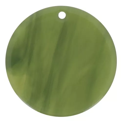 Pendentif rond 30 mm en acétate transparent - Marbré Olive x1