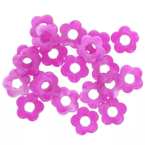 Perles fleur en résine opaque 14 mm - Marbré Magenta x4