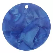 Bleu Roi - Pendentif rond en acétate transparent 30 mm - Bleu roi nacré x1 Pendentif rond en acétate transparent 30 mm - Bleu roi nacré x1