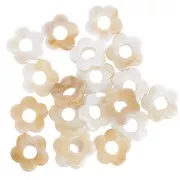Blanc - Perles fleur en acrylique opaque 14 mm - Marbré Blanc - Marron x4 Perles fleur en acrylique opaque 14 mm - Marbré Blanc - Marron x4