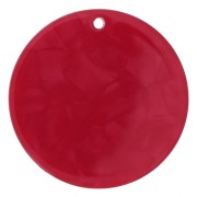 Pendentif rond en acétate transparent 30 mm - Marbré Rouge x1