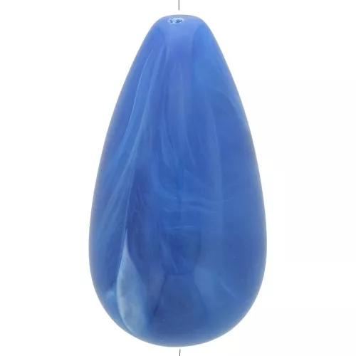 Perle poire en résine opaque 30x16 mm - Bleu royal marbré x1
