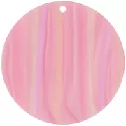 Pendentif rond en acétate opaque 40 mm - Rayé Multi-rose nacré x1