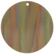 Pendentif rond en acétate opaque 40 mm - Rayé Multi-marron nacré x1