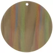 Pendentif rond en acétate opaque 40 mm - Rayé Multi-marron nacré x1