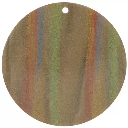 Pendentif rond en acétate opaque 40 mm - Rayé Multi-marron nacré x1