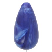 Perle poire en résine opaque 30x16 mm - Bleu marine marbré x1