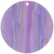 Pendentif rond en acétate opaque 40 mm - Rayé Multi-violet nacré x1