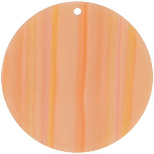 Pendentif rond en acétate opaque 40 mm - Rayé Multi-orange nacré x1