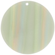 Pendentif rond en acétate opaque 40 mm - Rayé Multi-vert clair nacré x1