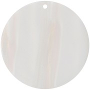 Pendentif rond en acétate opaque 40 mm - Rayé Multi-Blanc nacré x1