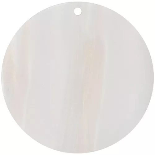 Pendentif rond en acétate opaque 40 mm - Rayé Multi-Blanc nacré x1