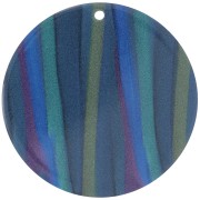 Pendentif rond en acétate opaque 40 mm - Rayé Multi-bleu nacré x1|raw }}