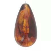 Perle poire en résine transparente 26x14 mm - Ambre marbré x1