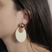 Pendentif ovale en acétate transparent 45x32mm - Ecaille de tortue Vert-Fuchsia x1