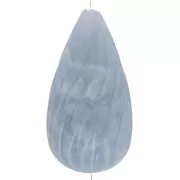 Perle poire torsadée en résine opaque 26x14 mm - Bleu gris marbré x1